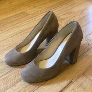 Cole Haan Gray Suede Leather Block Pump High Heels 6B
